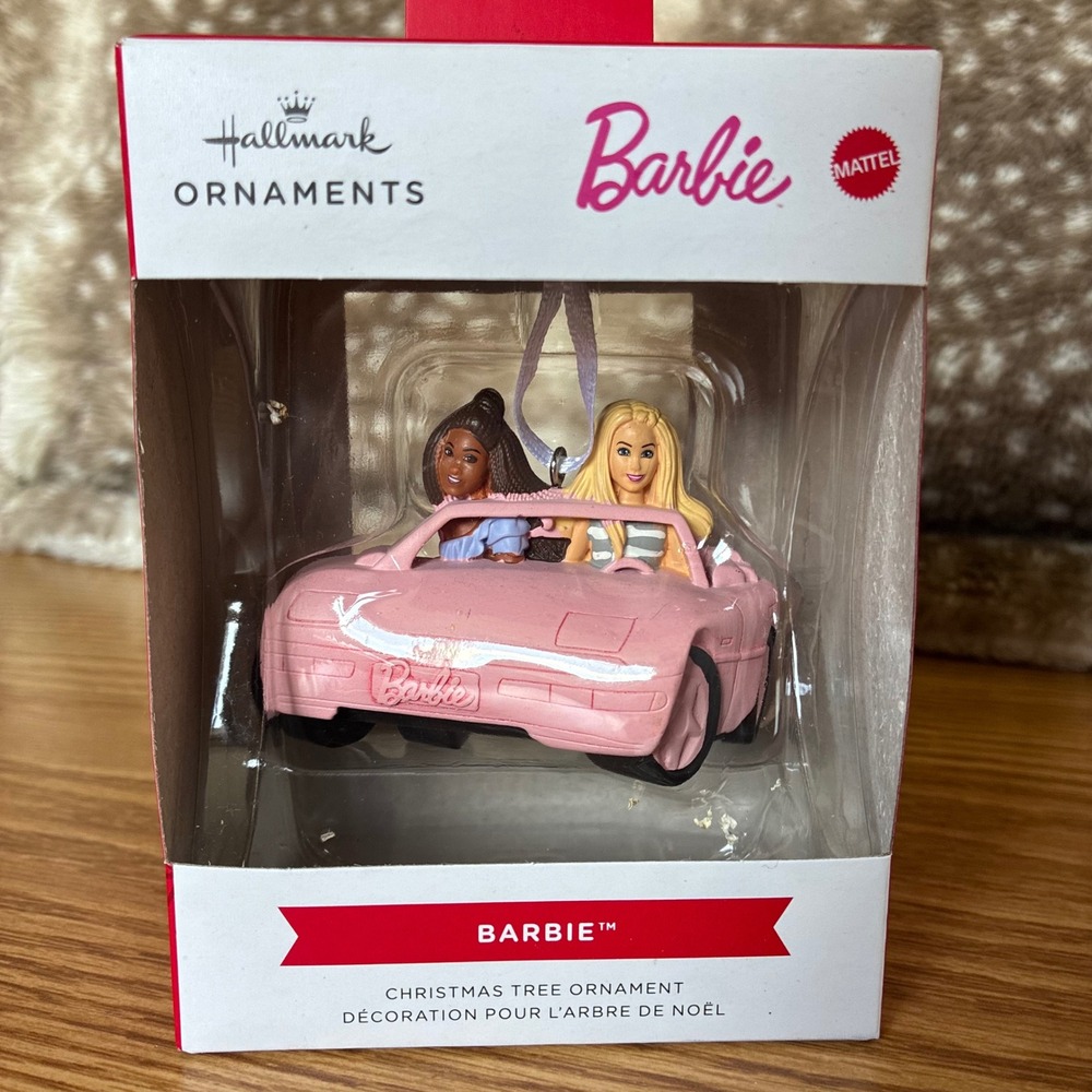 Hallmark Barbie Pink Convertible Christmas Ornament 2024 Mattel Gift